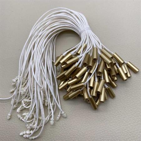Factory Produce Gold Plating One Side Use White Wax Cord Cylinder Seal Tag String for Garments and Clothes