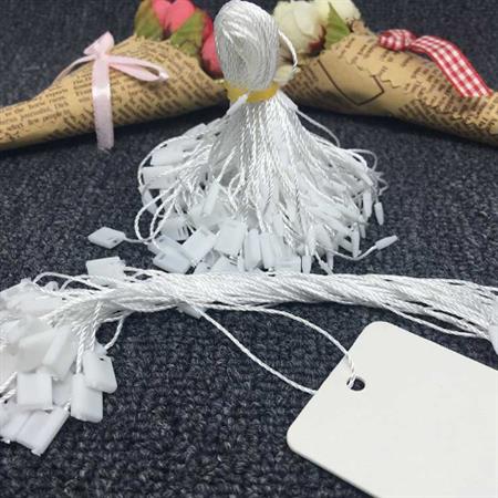 Wholesale Cheap Plastic Seal Tag Polyester Cord One Side Use Small String Tag for Hanging Paper Tag